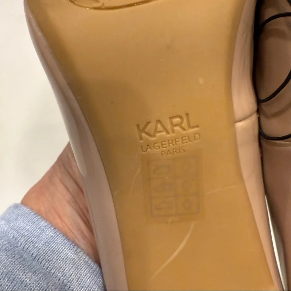 KARL LAGERFELD PARIS Patent Leather Pumps Nude Size 9.5M NEW